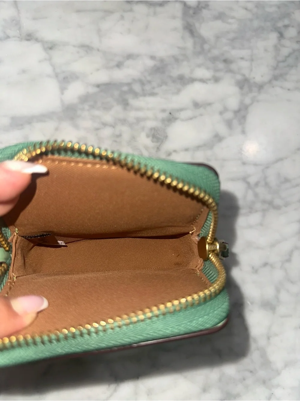 Coach Mint Green Leather Mini Chain Wallet